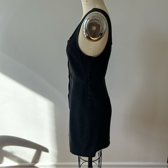 Washed Black Denim Button-up Mini Dress - Picture 3 of 11